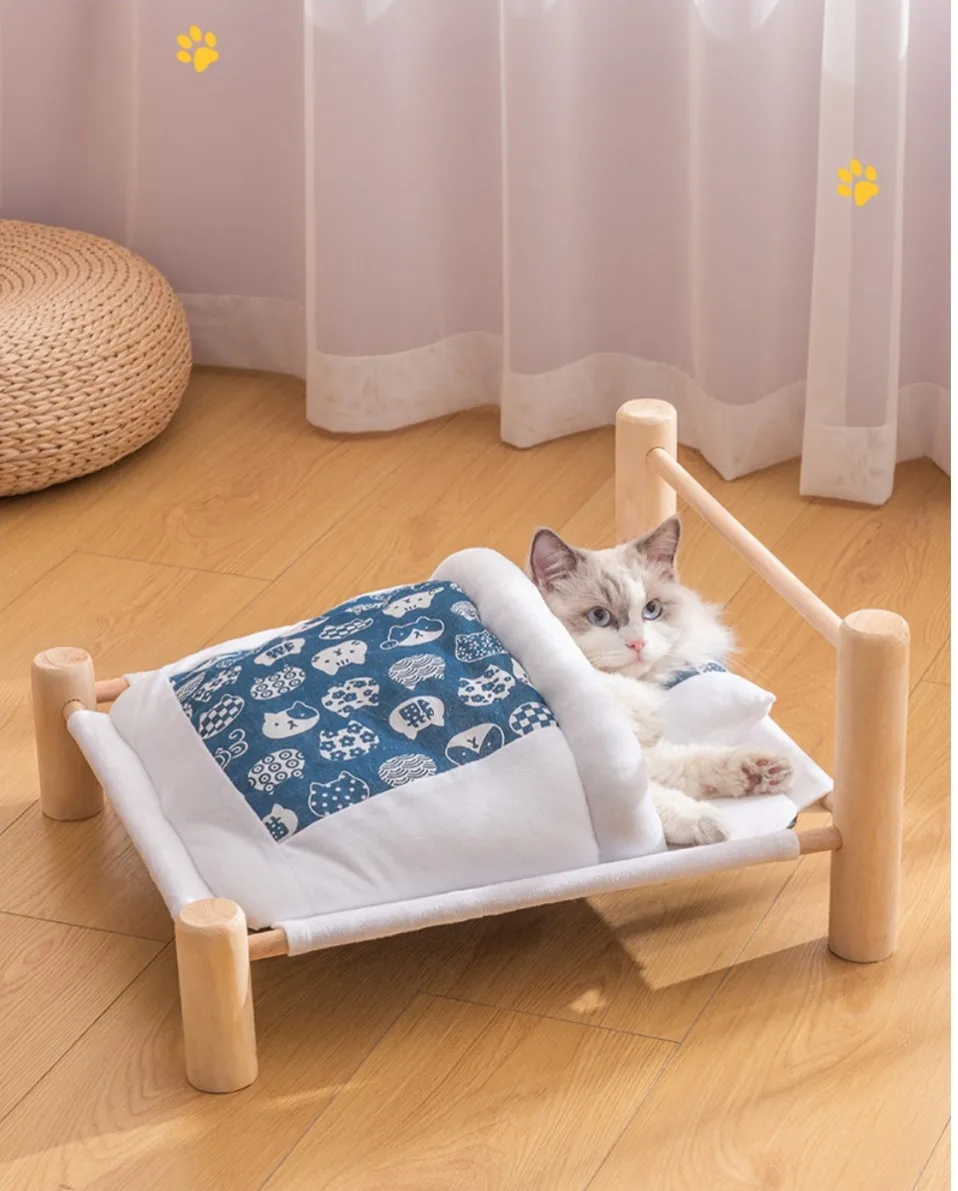 Heated Cat Bed Perch Cave Winter Wooden Sofa - onlinemegasale.com