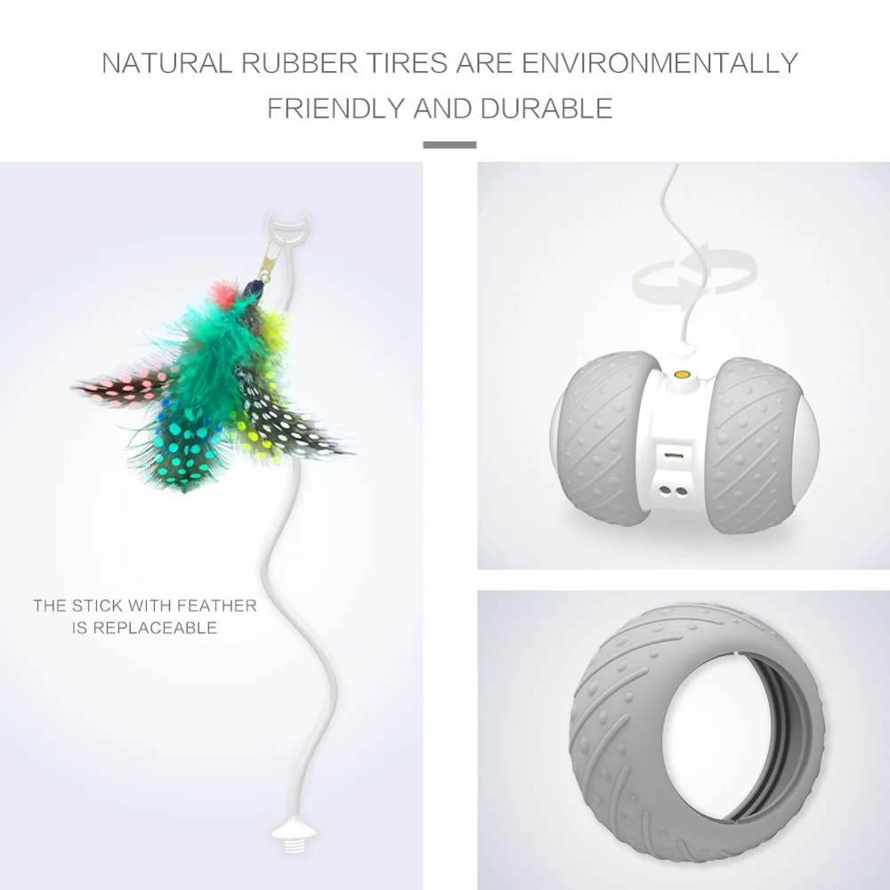 Smart Interactive Rotating Funny Game Cat Toy LED Light-Feather Ball - onlinemegasale.com