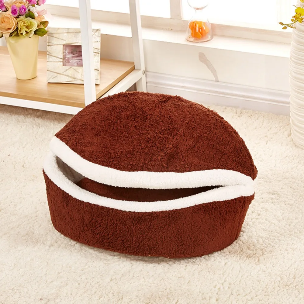Plush Round Warm Soft Long Plush Pet House Sleeping Bed - onlinemegasale.com