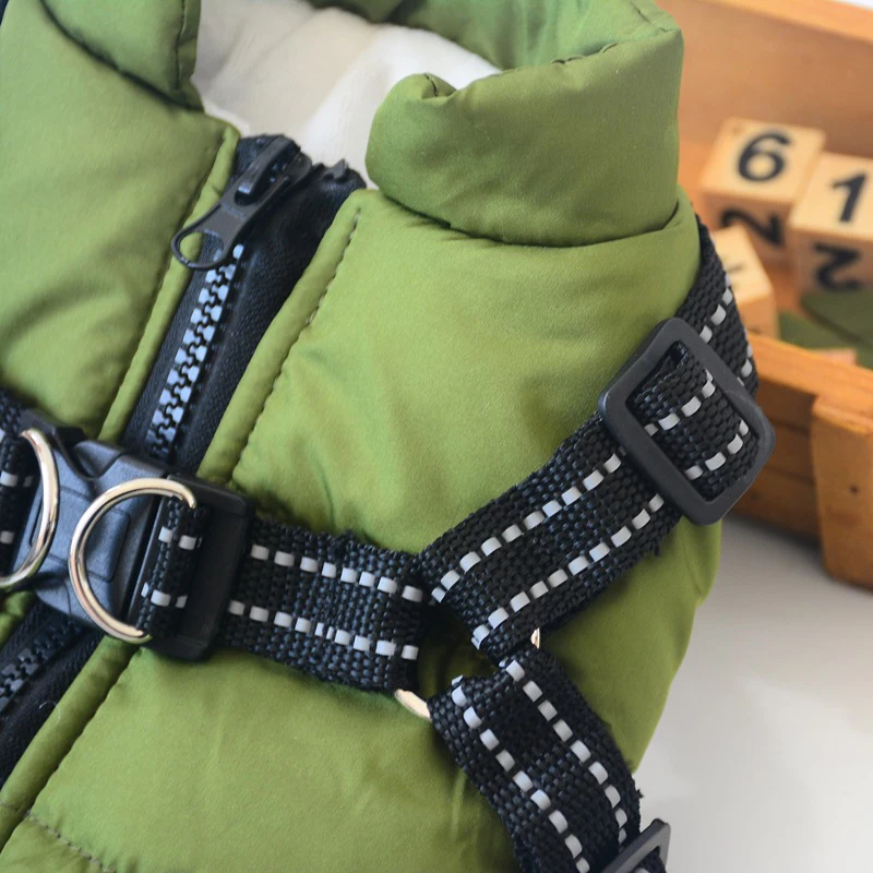 Waterproof Dog Warm Jacket with Built-in Harness - onlinemegasale.com