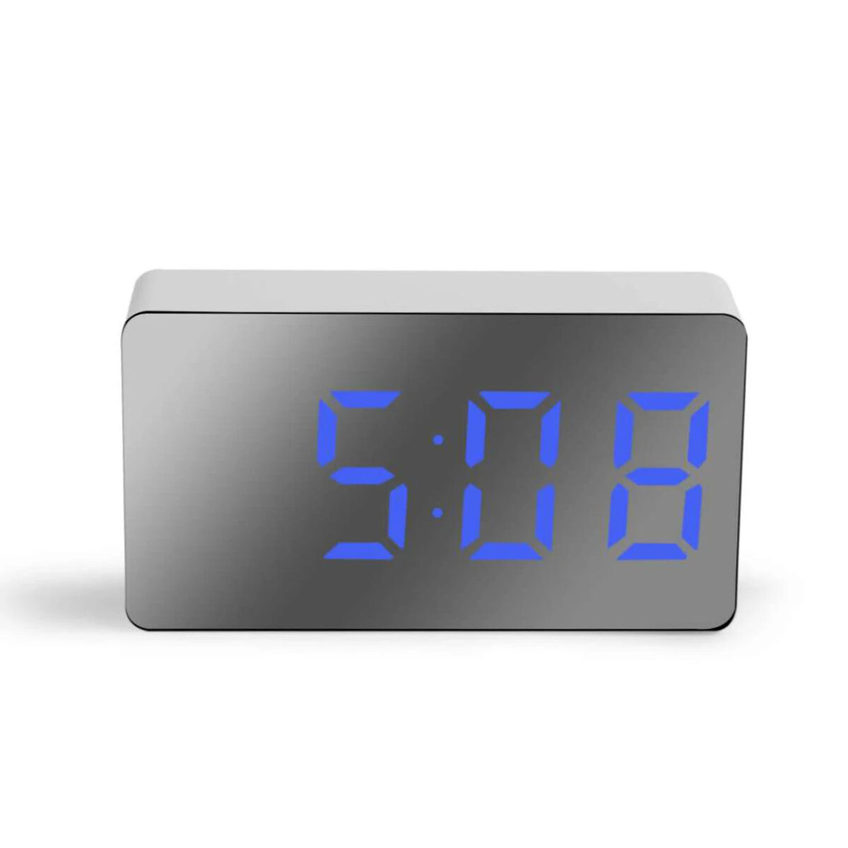 LED Digital Mirror Alarm Clock Mini Clock Multifunctional Snooze Display Time Night LCD Light Table Desktop USB 5v/No Battery - onlinemegasale.com