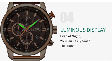 Curran Fashion Date Luxury Quartz Men's Watch - Waterproof Chronograph Hodinky Relogio Masculino Wristwatch - onlinemegasale.com