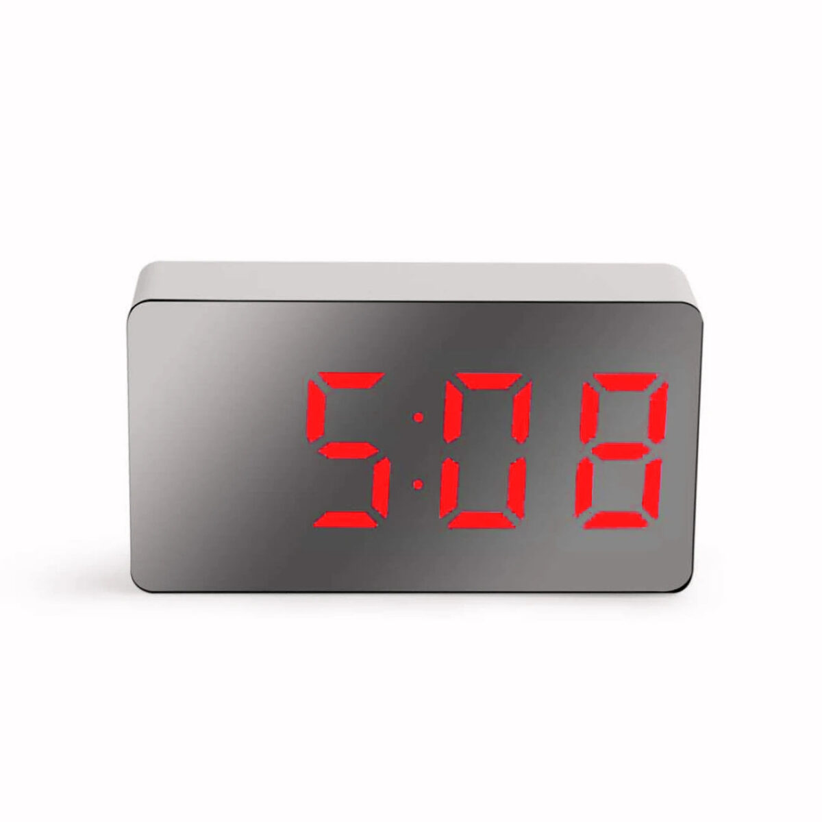LED Digital Mirror Alarm Clock Mini Clock Multifunctional Snooze Display Time Night LCD Light Table Desktop USB 5v/No Battery - onlinemegasale.com
