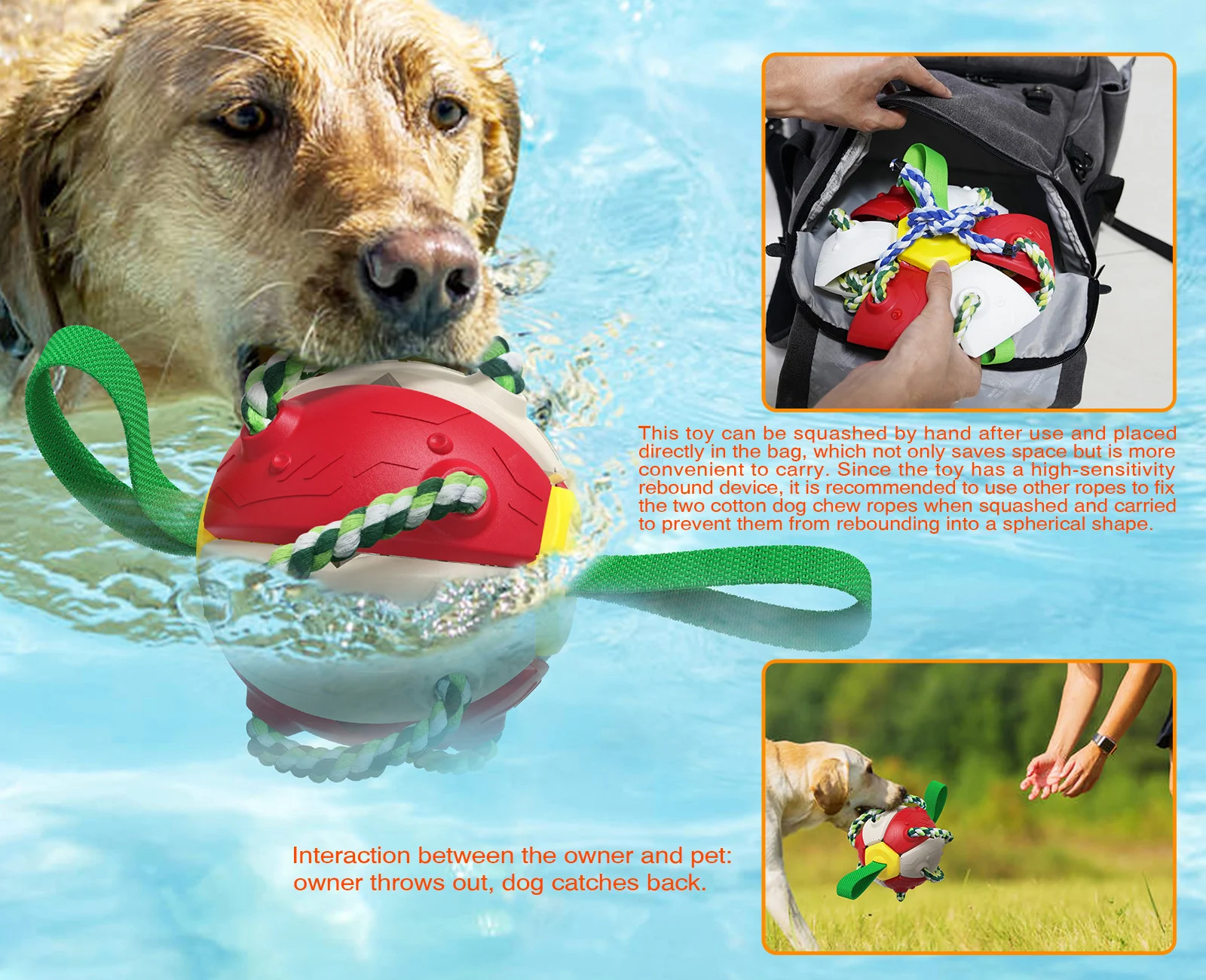 Interactive Dog Soccer Ball Toy with Durable Grab Tabs - onlinemegasale.com