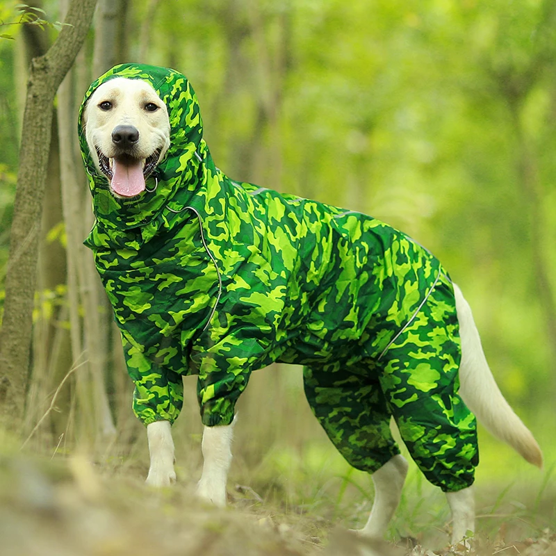 High Neck Hooded Waterproof Zipper Dog Reflective Raincoat - onlinemegasale.com