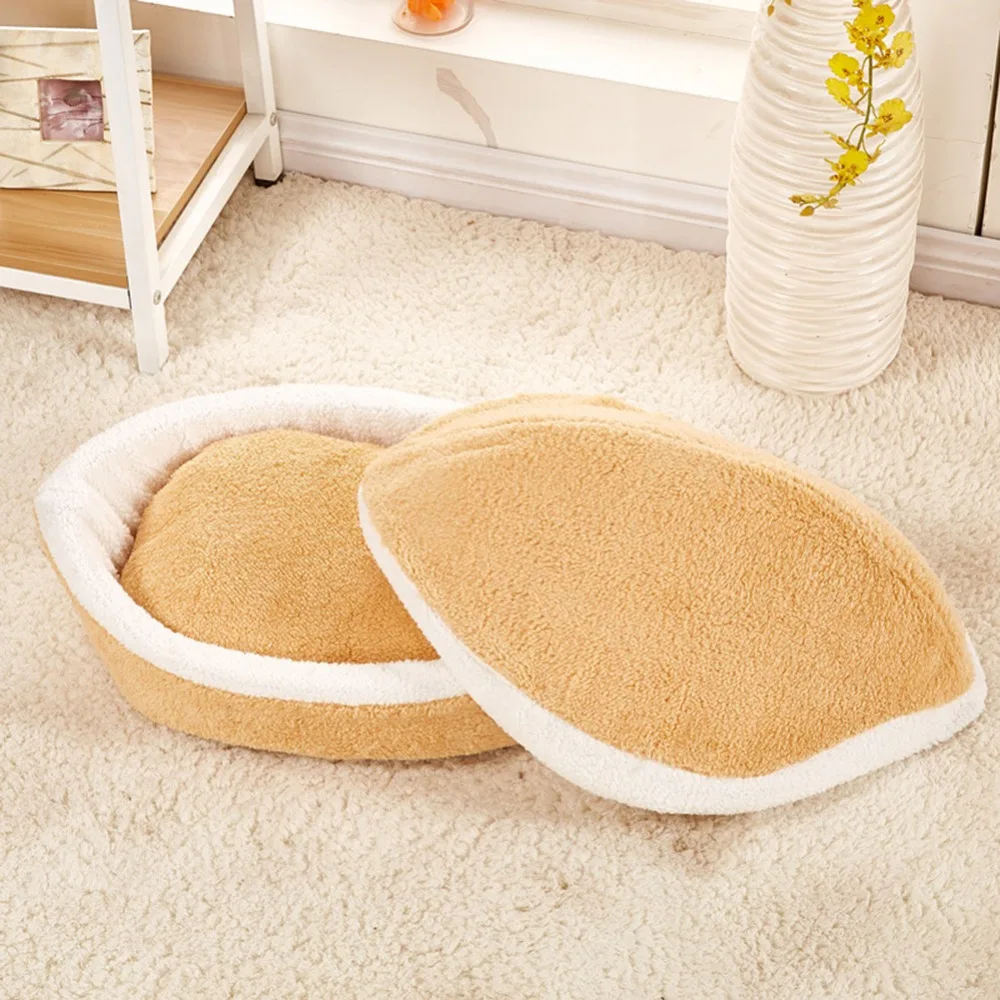 Plush Round Warm Soft Long Plush Pet House Sleeping Bed - onlinemegasale.com