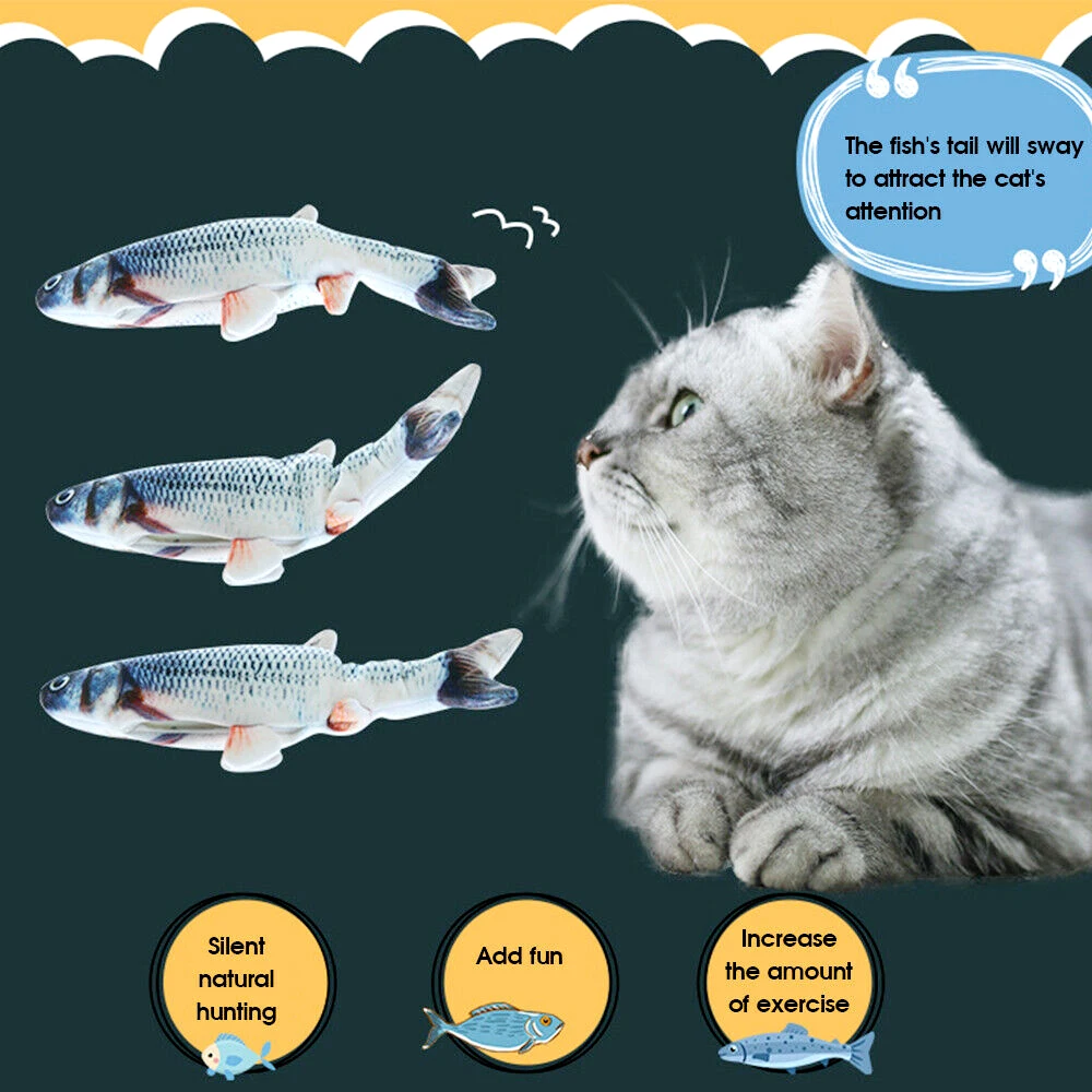 Electric Cat Toy 3D Fish USB Charging Simulation Fish Interactive Cat Toys - onlinemegasale.com