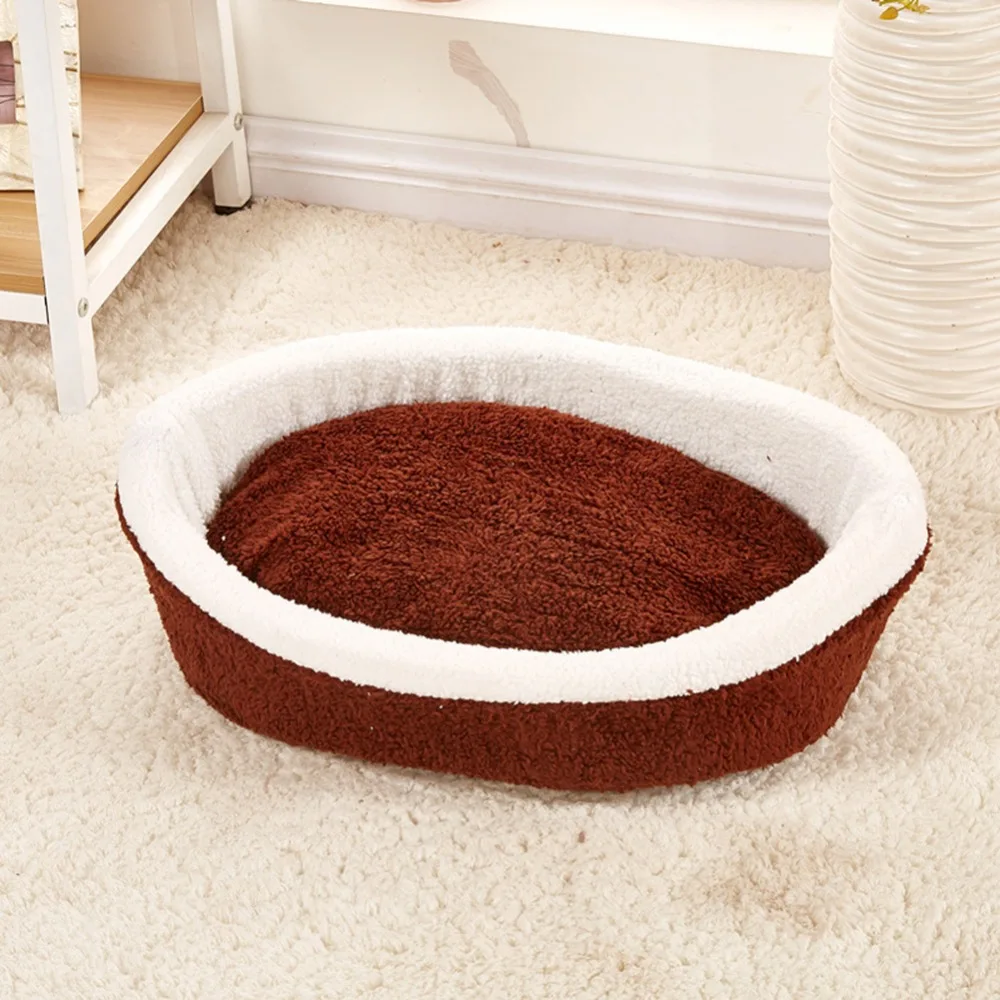 Plush Round Warm Soft Long Plush Pet House Sleeping Bed - onlinemegasale.com
