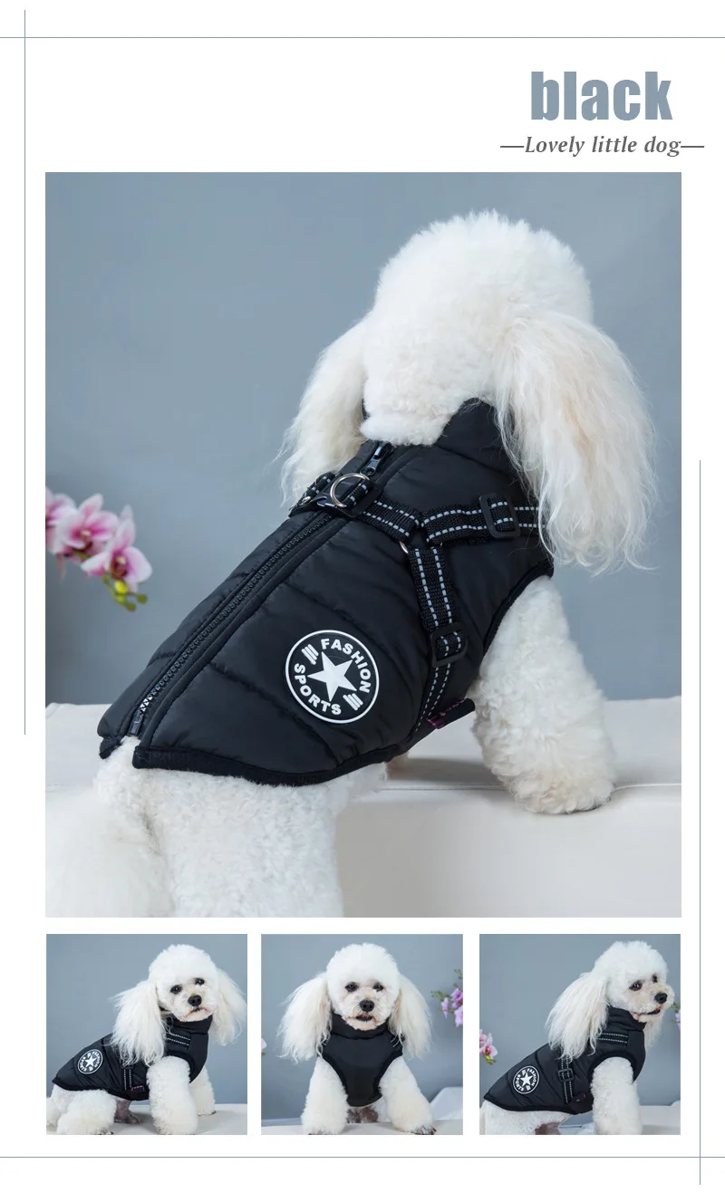 Waterproof Dog Warm Jacket with Built-in Harness - onlinemegasale.com