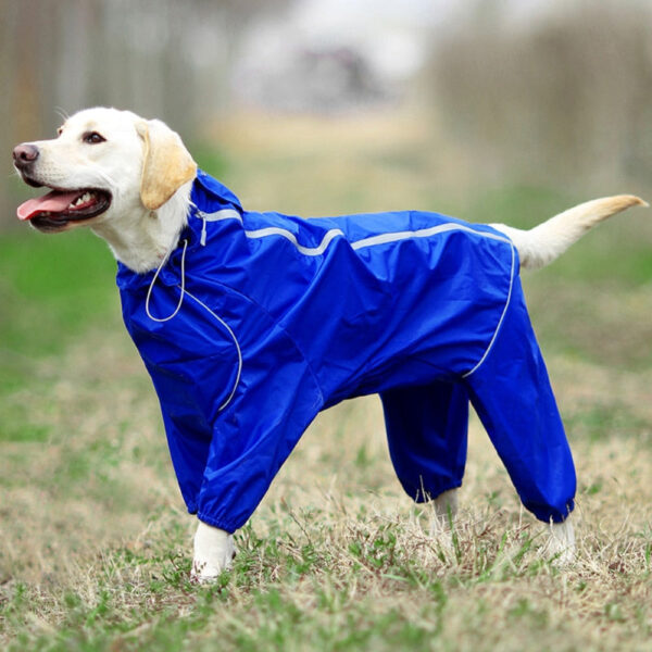 High Neck Hooded Waterproof Zipper Dog Reflective Raincoat