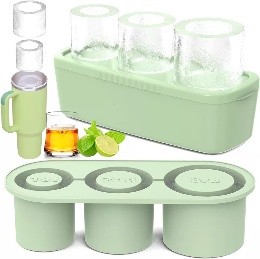 IceCubeTrayfor40OzTumbler_3PcsSiliconeHollowCylinderIceMoldwithLid0 3 Pcs Silicone Hollow Cylinder Ice Mold with Lid and Bin for Freezer - onlinemegasale.com