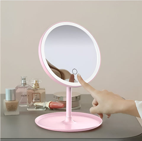 LED Makeup Mirror With Storage Tray - onlinemegasale.com