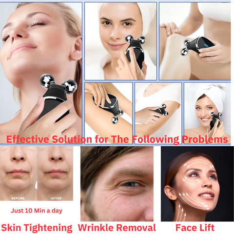 Microcurrent Face Massager Roller - Skin Tightening & Rejuvenation Tool - onlinemegasale.com