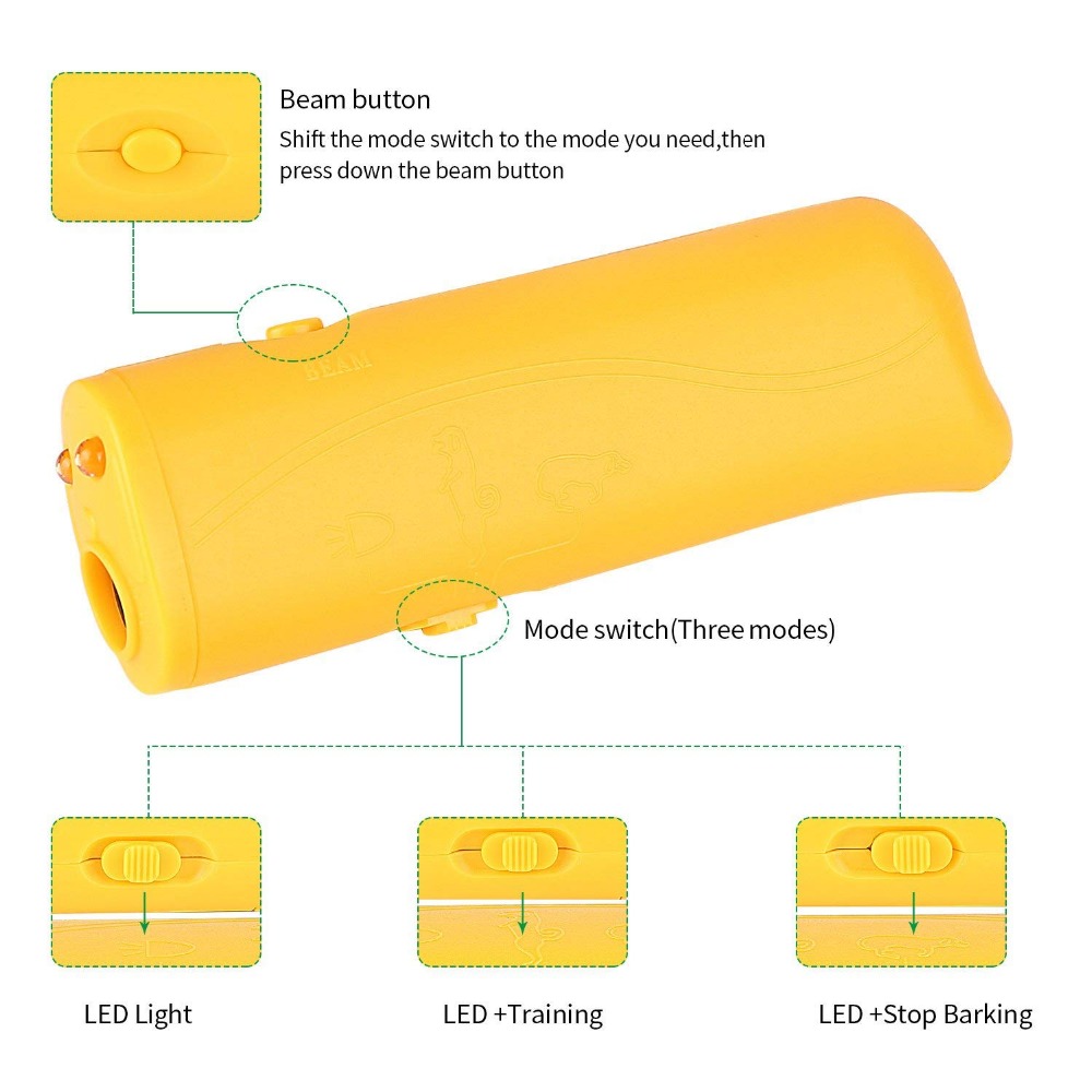 3in1 Ultrasonic Dog Training Device Antibark Control Pet Deterrent Stop Barking Trainer Repeller For Dogs - 2