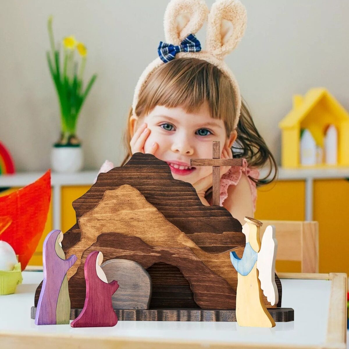 Easter Scene Wooden Decoration - onlinemegasale.com