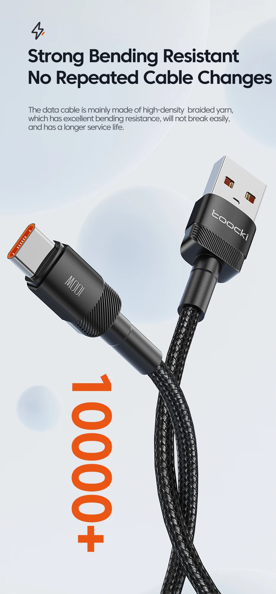 Toocki 100W USB C Cable Super Fast Charge 1M 2M 3M Type C Charger Cable For Huawei Honor Samsung Xiaomi USBC Data Charging Cabo - onlinemegasale.com