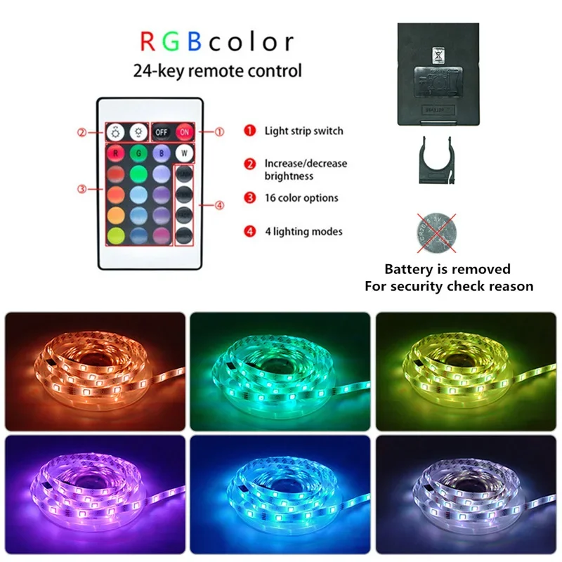 RGB 5050 Led Strip Lights 5V USB 24Keys Bluetooth Wifi Control Flexible Ribbon Color Change Led Lamp Tape for Room Decoration - onlinemegasale.com