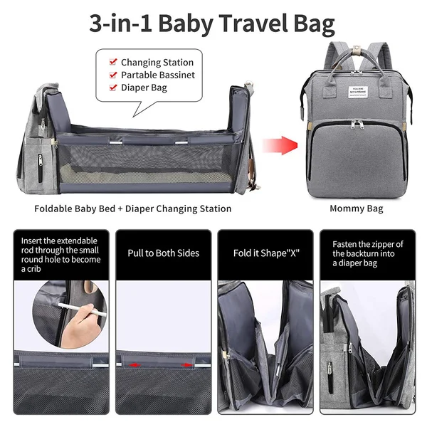 Portable Baby Folding Bed Travel Bag - onlinemegasale.com