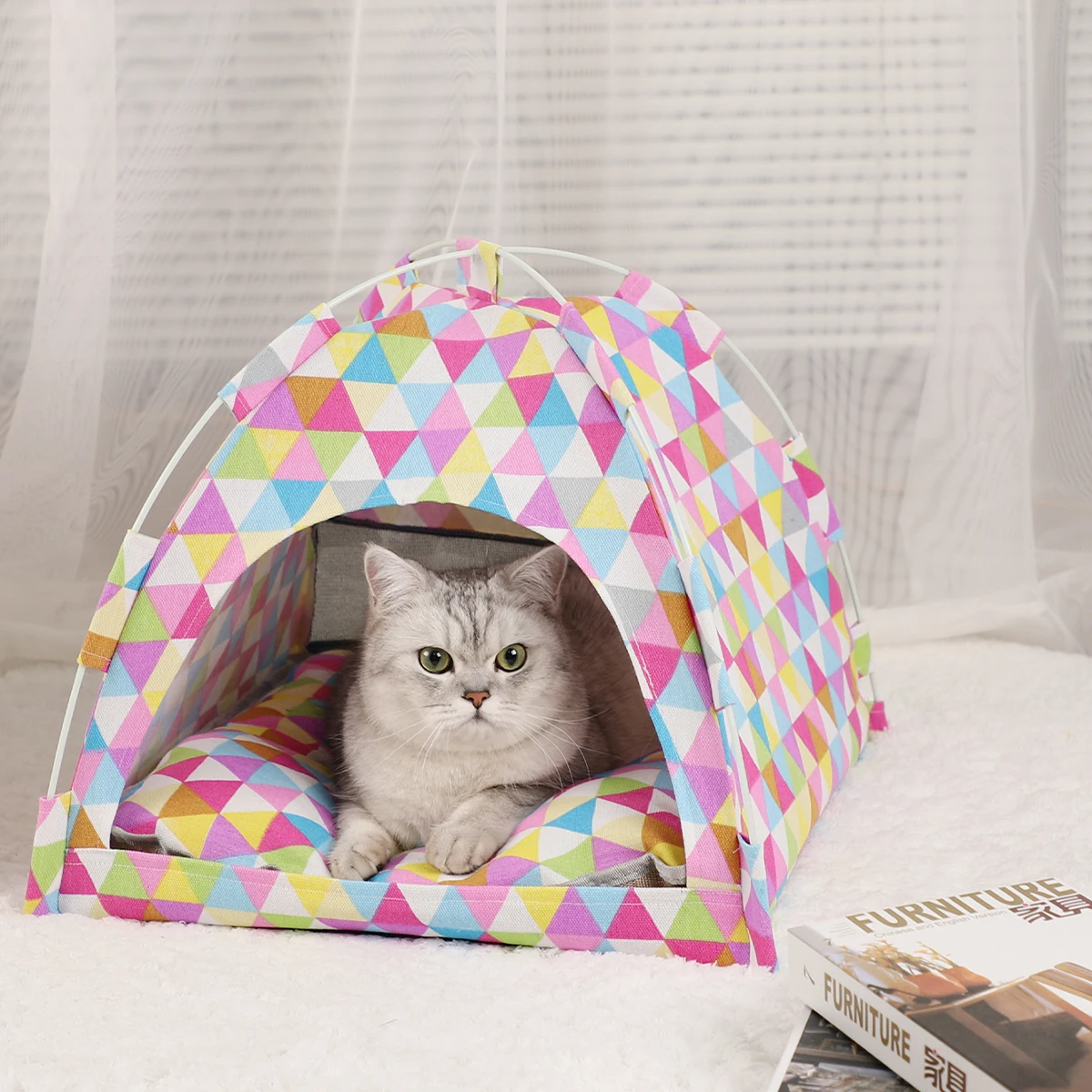 Warm Pet Tent Bed for Cats - onlinemegasale.com Warm Pet Tent Bed for Cats - onlinemegasale.com