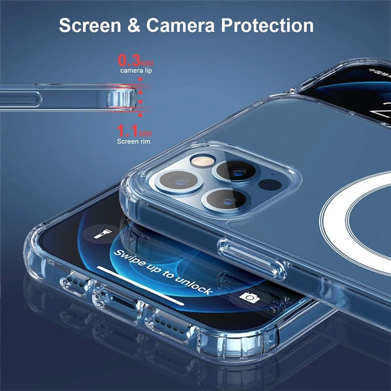 Clear Phone Case For iPhone 11 12 13 14 15 Pro Max For Magsafe Magnetic Wireless Charging Magsafe Case 7 8 XR XsMax Cover Case - onlinemegasale.com