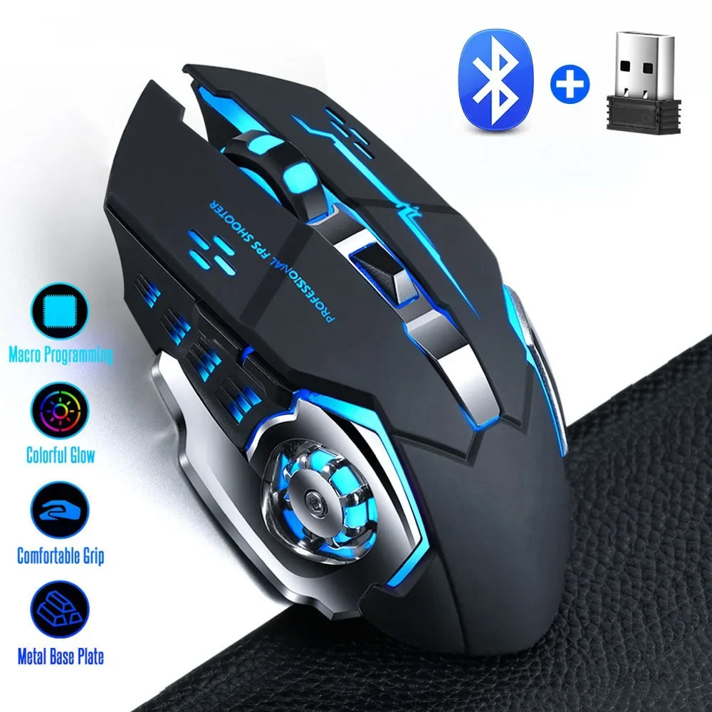 Rechargeable Wireless Mouse Gaming Computer Silent Bluetooth Mouse USB Mechanical E-Sports Backlight PC Gamer Mouse For Computer - onlinemegasale.com