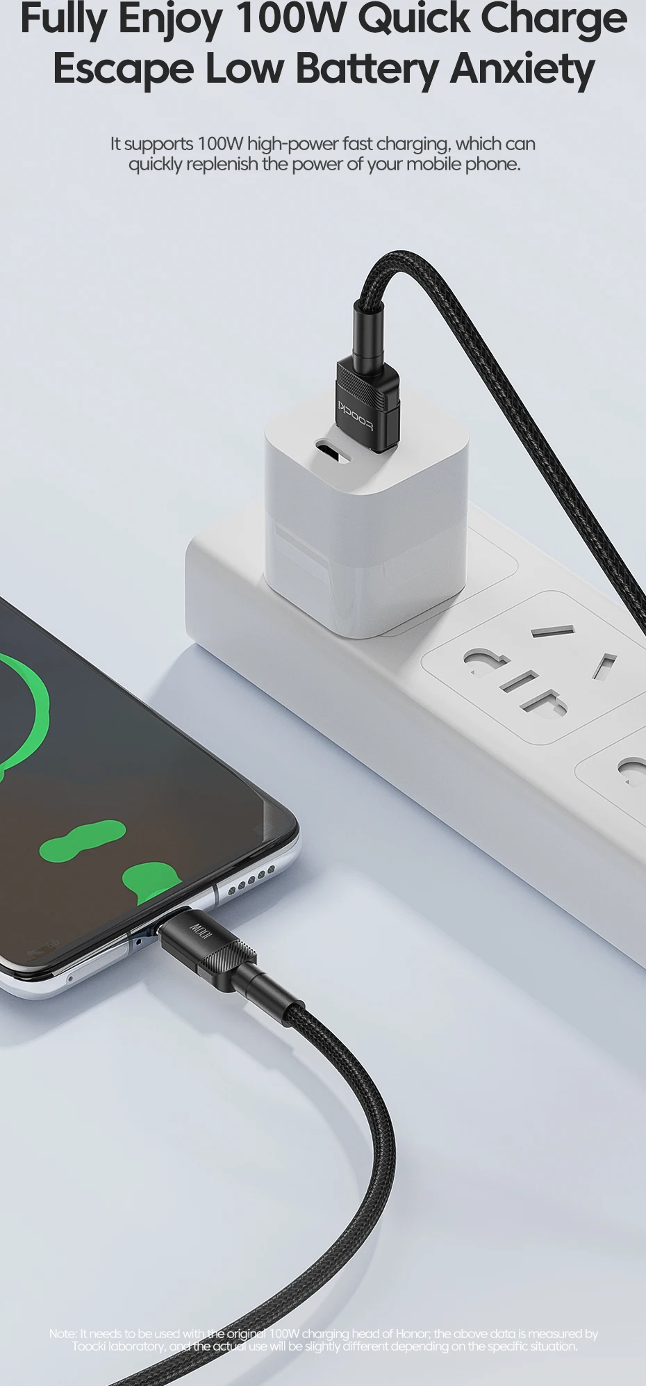 Toocki 100W USB C Cable Super Fast Charge 1M 2M 3M Type C Charger Cable For Huawei Honor Samsung Xiaomi USBC Data Charging Cabo - onlinemegasale.com