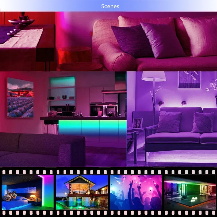 RGB 5050 Led Strip Lights 5V USB 24Keys Bluetooth Wifi Control Flexible Ribbon Color Change Led Lamp Tape for Room Decoration - onlinemegasale.com