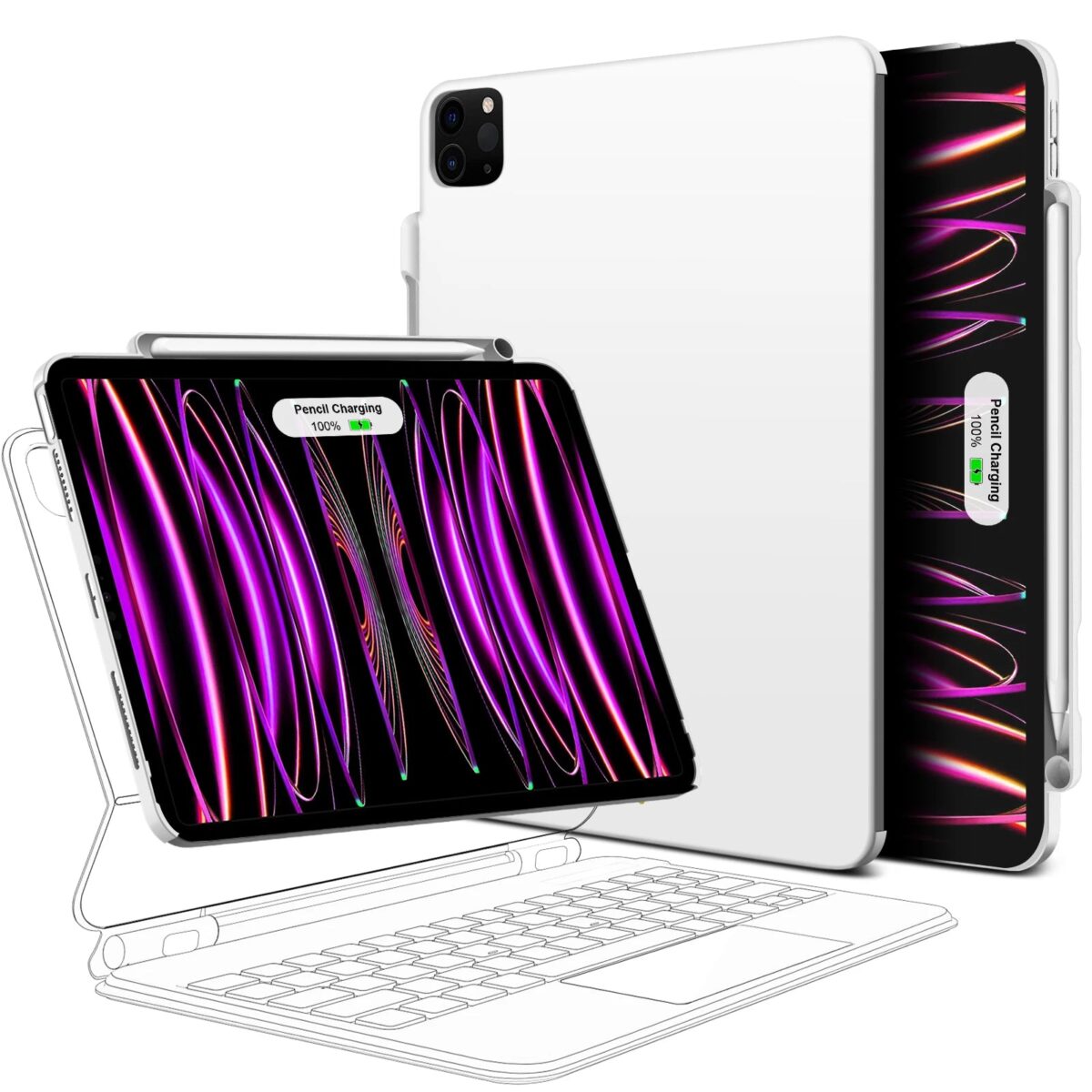Magnetic Case for iPad Pro 11 13 2024 M4 Air 6 Air 4/5 iPad Pro 12.9 Magic Keyboard Compatible Case Pencil Holder - onlinemegasale.com