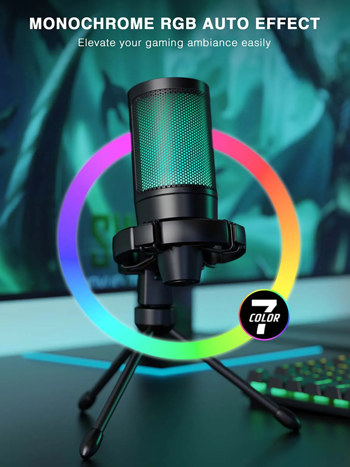 AmpliGame by FIFINE RGB USB Gaming Microphone with Light-touch Mute,Condenser Mic with Tripod for PC,PS4/5,Laptop Streaming-A2 - onlinemegasale.com AmpliGame by FIFINE RGB USB Gaming Microphone with Light-touch Mute,Condenser Mic with Tripod for PC,PS4/5,Laptop Streaming-A2 - onlinemegasale.com
