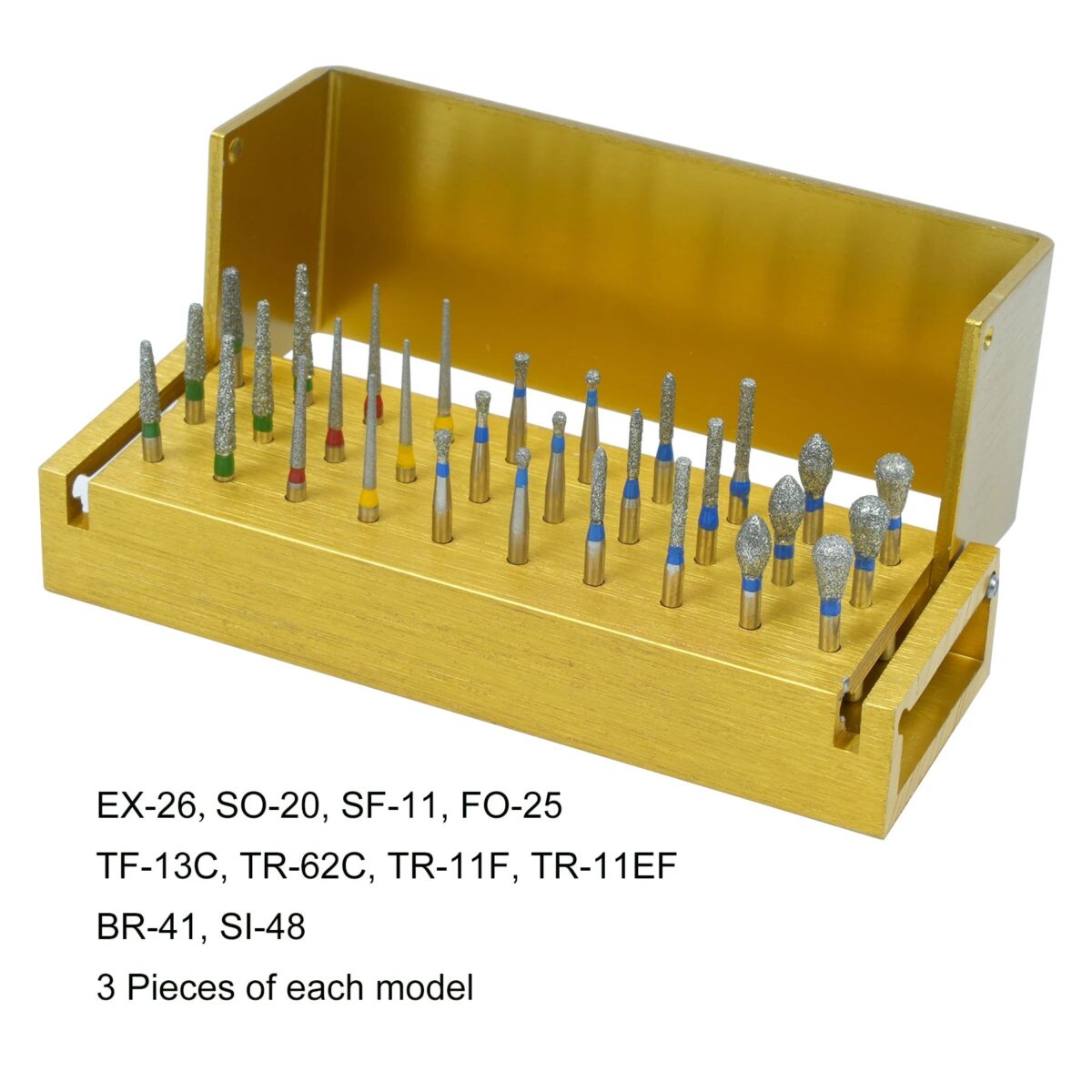 30pcs/Set Dental Diamond Burs Drill Disinfection Block High Speed Handpiece Burs Holder Aluminium Instrument Dentistry Tools - onlinemegasale.com