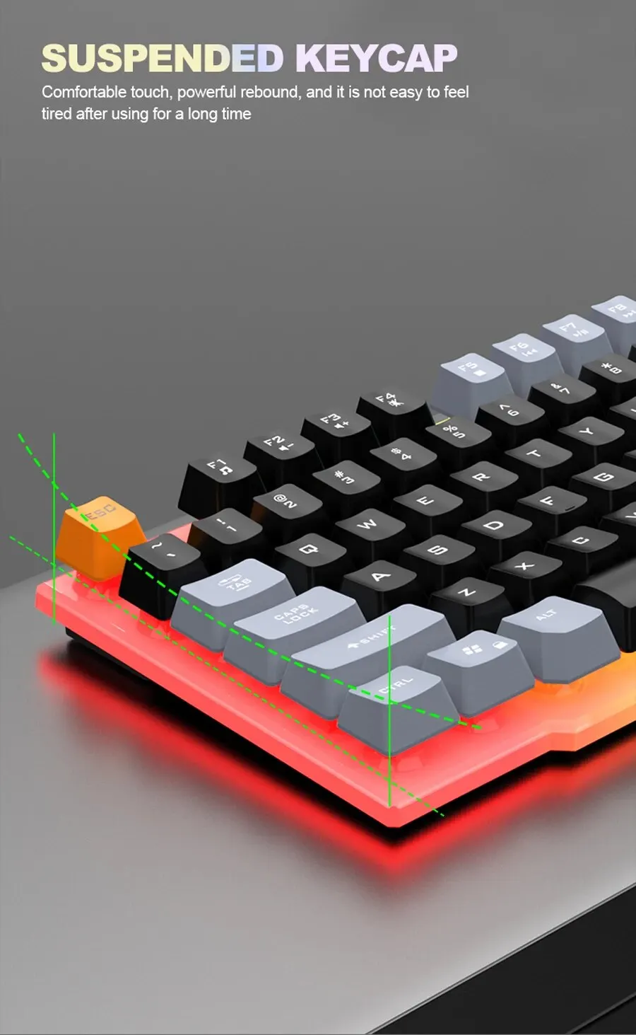 RAIKU T26 Wired 104 Keys Membrane Keyboard And Mouse Suit Kinds of Colorful Lighting Gaming and Office For Windows and IOS - onlinemegasale.com