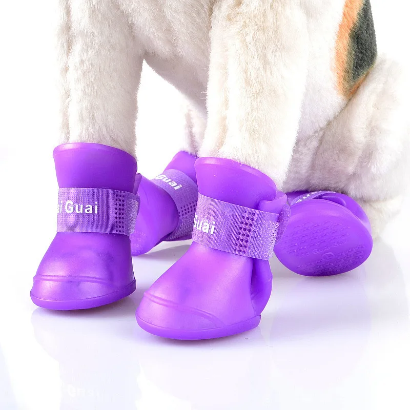 4Pcs Dog Waterproof Rain-shoes Anti-slip Rubber - onlinemegasale.com