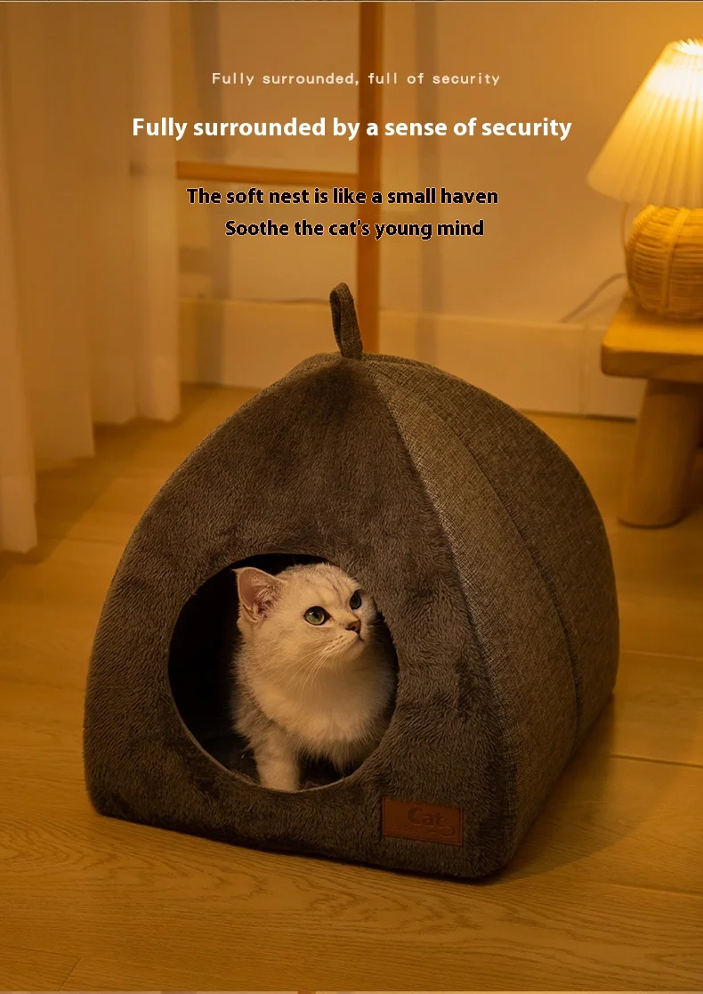 Triangle Cat Nest Closed Bed - onlinemegasale.com