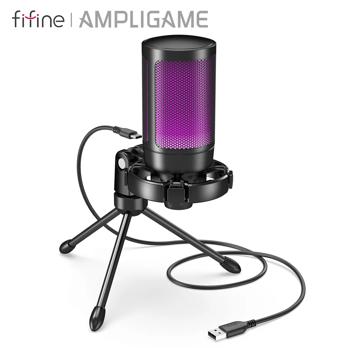 S5b6c726f9d374bd49f4368f3b7256c9aS AmpliGame by FIFINE RGB USB Gaming Microphone with Light-touch Mute,Condenser Mic with Tripod for PC,PS4/5,Laptop Streaming-A2 - onlinemegasale.com