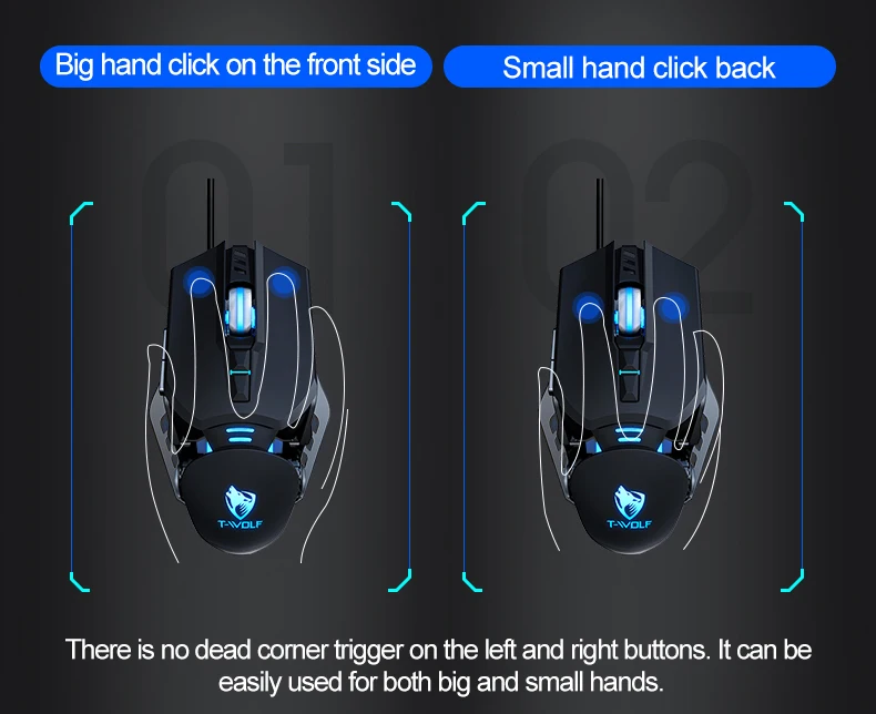 T-WOLF Mechanical Gaming Mouse Mechanical Esports Game Wired Backlit Mouse Laptop Suitable for Metal Rollers - onlinemegasale.com