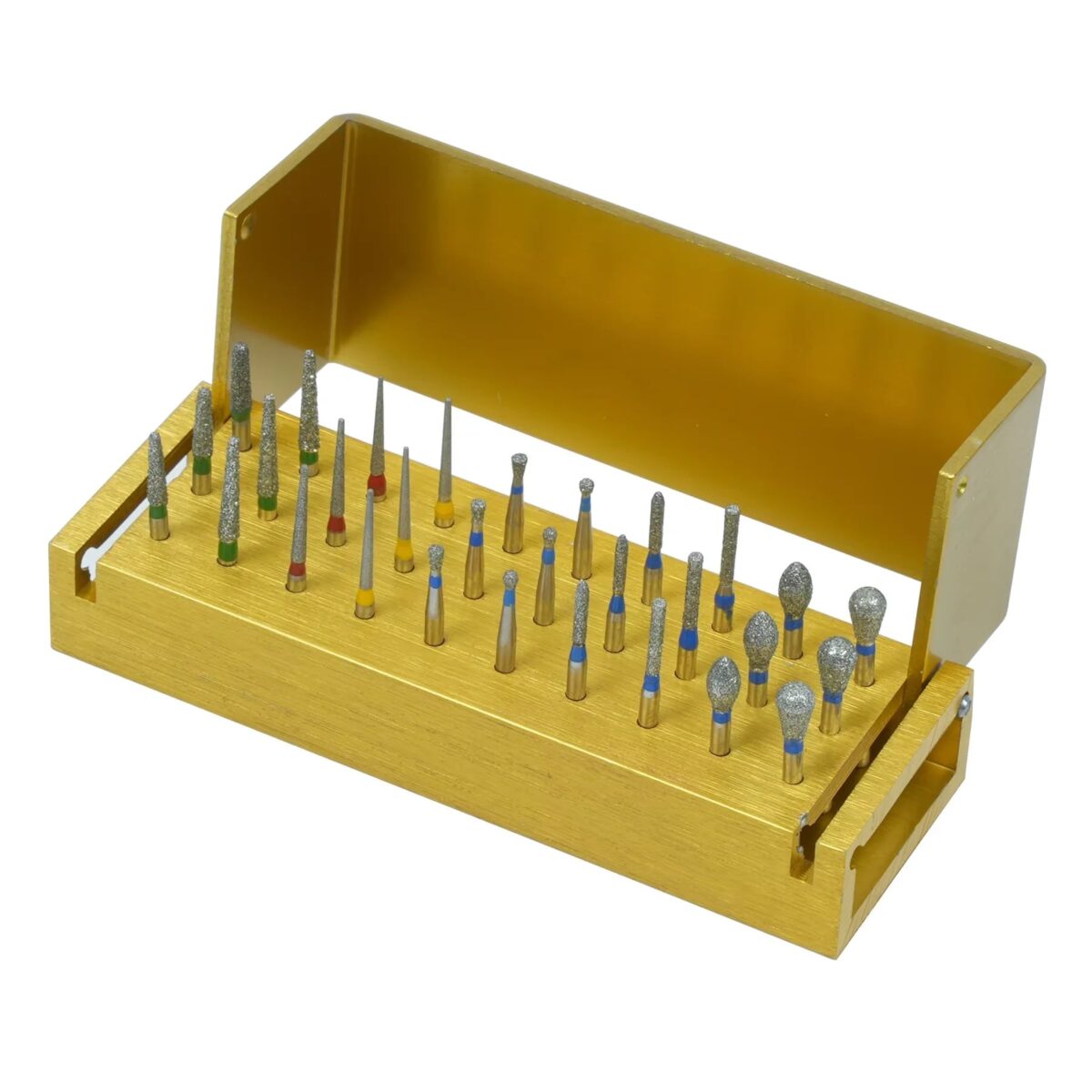 30pcs/Set Dental Diamond Burs Drill Disinfection Block High Speed Handpiece Burs Holder Aluminium Instrument Dentistry Tools - onlinemegasale.com