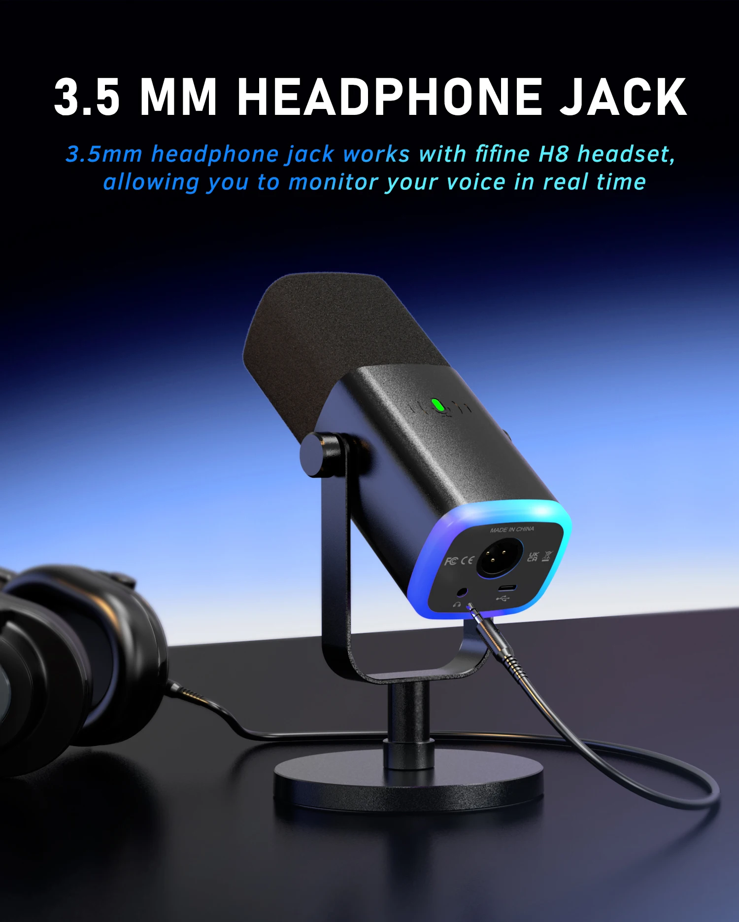 FIFINE USB/XLR Dynamic Microphone with Touch Mute Button,Headphone jack,I/O Controls,for PC PS5/4 mixer,Gaming MIC Ampligame AM8 - onlinemegasale.com