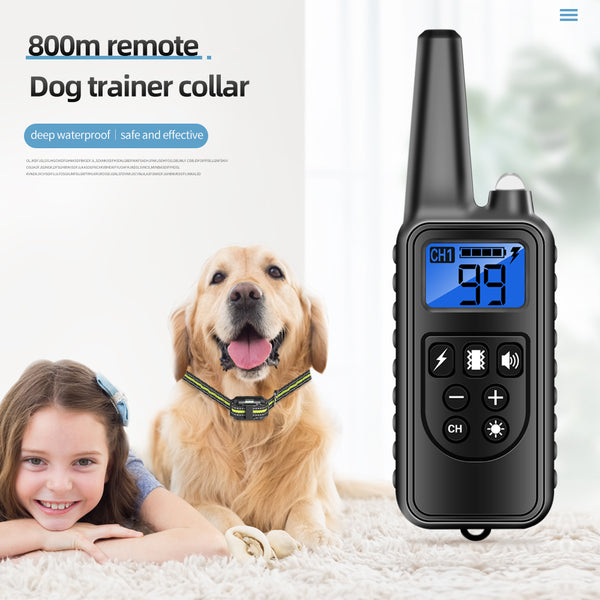 800 yd Remote Rechargeable Waterproof Stop Barking Dog Training Collar