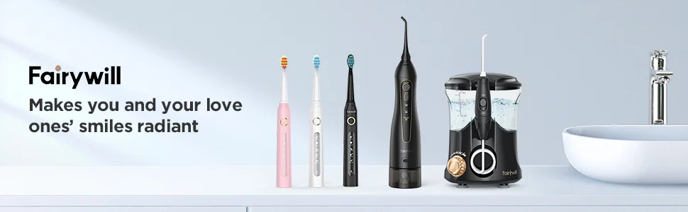 Fairywill Water Flossers Oral Irrigator Rechargeable Portable Dental 3 Modes Water Tank for Teeth 300ML Waterproof Teeth Cleaner - onlinemegasale.com