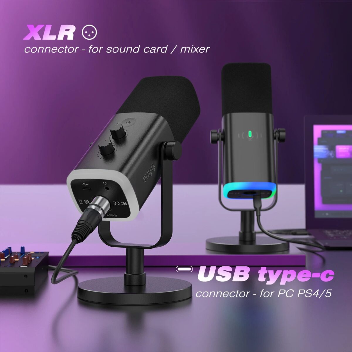 FIFINE USB/XLR Dynamic Microphone with Touch Mute Button,Headphone jack,I/O Controls,for PC PS5/4 mixer,Gaming MIC Ampligame AM8 - onlinemegasale.com