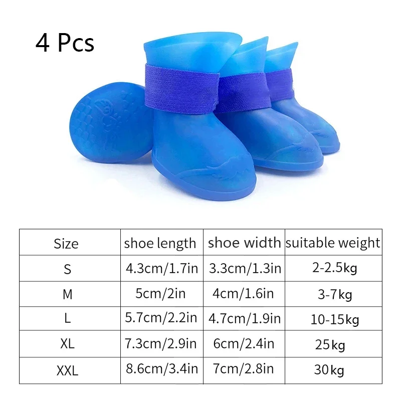 4Pcs Dog Waterproof Rain-shoes Anti-slip Rubber - onlinemegasale.com
