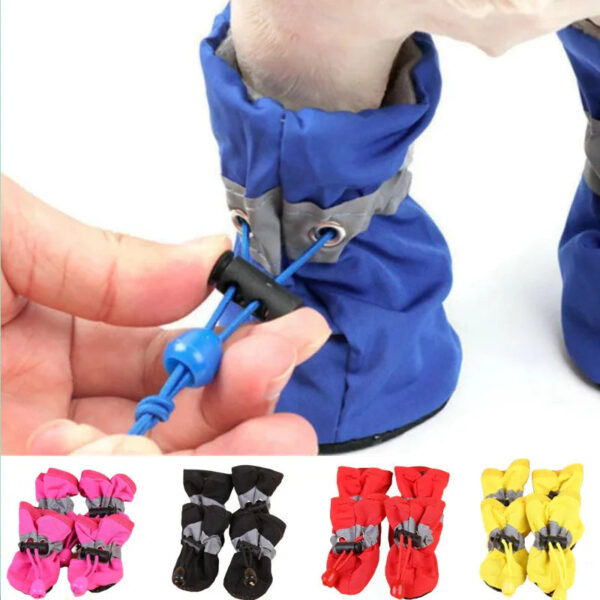 4pcs Waterproof Dog Shoes - Anti-Slip Rain Boots for Small Dogs & Cats
