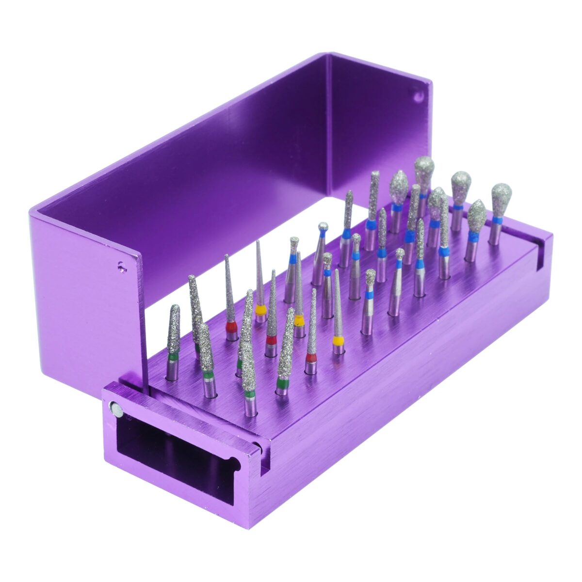 30pcs/Set Dental Diamond Burs Drill Disinfection Block High Speed Handpiece Burs Holder Aluminium Instrument Dentistry Tools - onlinemegasale.com
