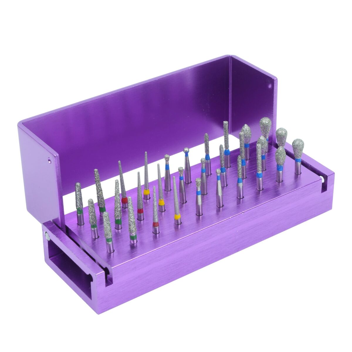 30pcs/Set Dental Diamond Burs Drill Disinfection Block High Speed Handpiece Burs Holder Aluminium Instrument Dentistry Tools - onlinemegasale.com