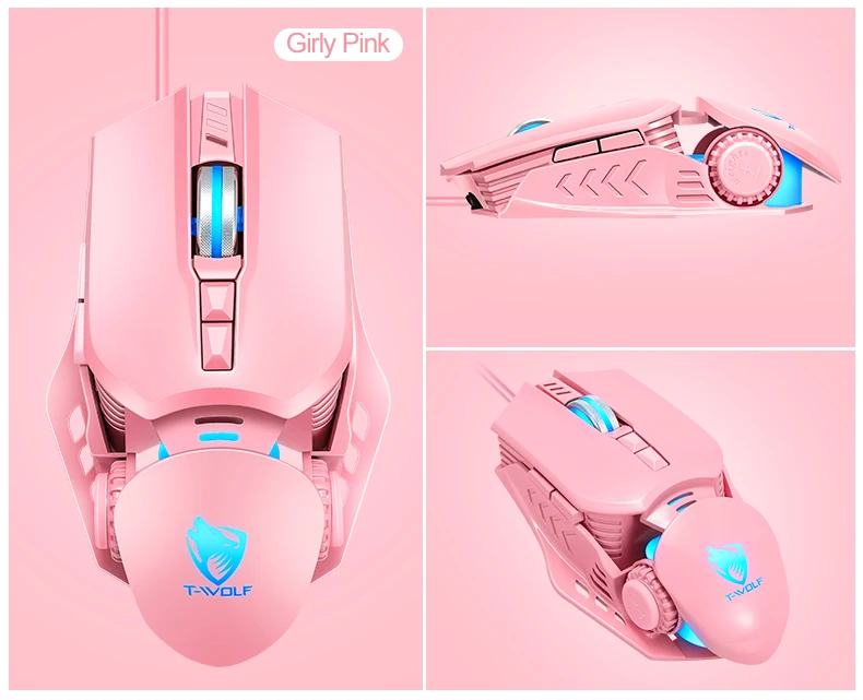 T-WOLF Mechanical Gaming Mouse Mechanical Esports Game Wired Backlit Mouse Laptop Suitable for Metal Rollers - onlinemegasale.com