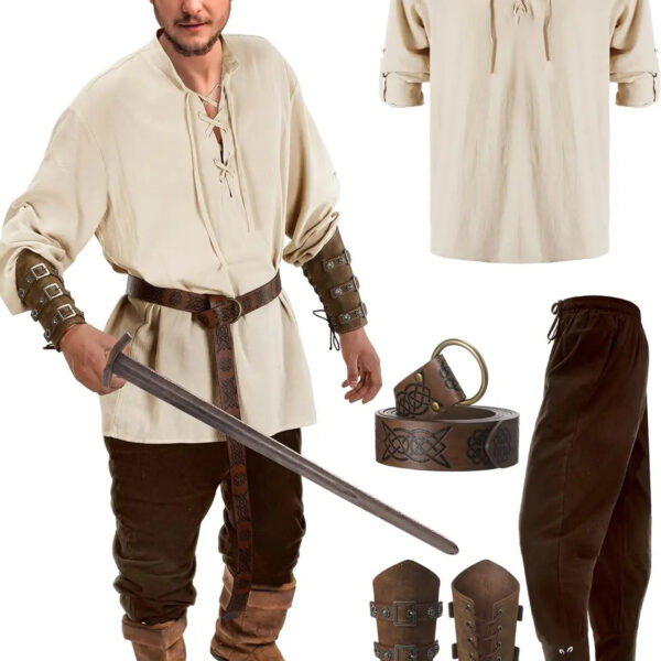 Official 4 Pcs Halloween Men's  Pirate Costume