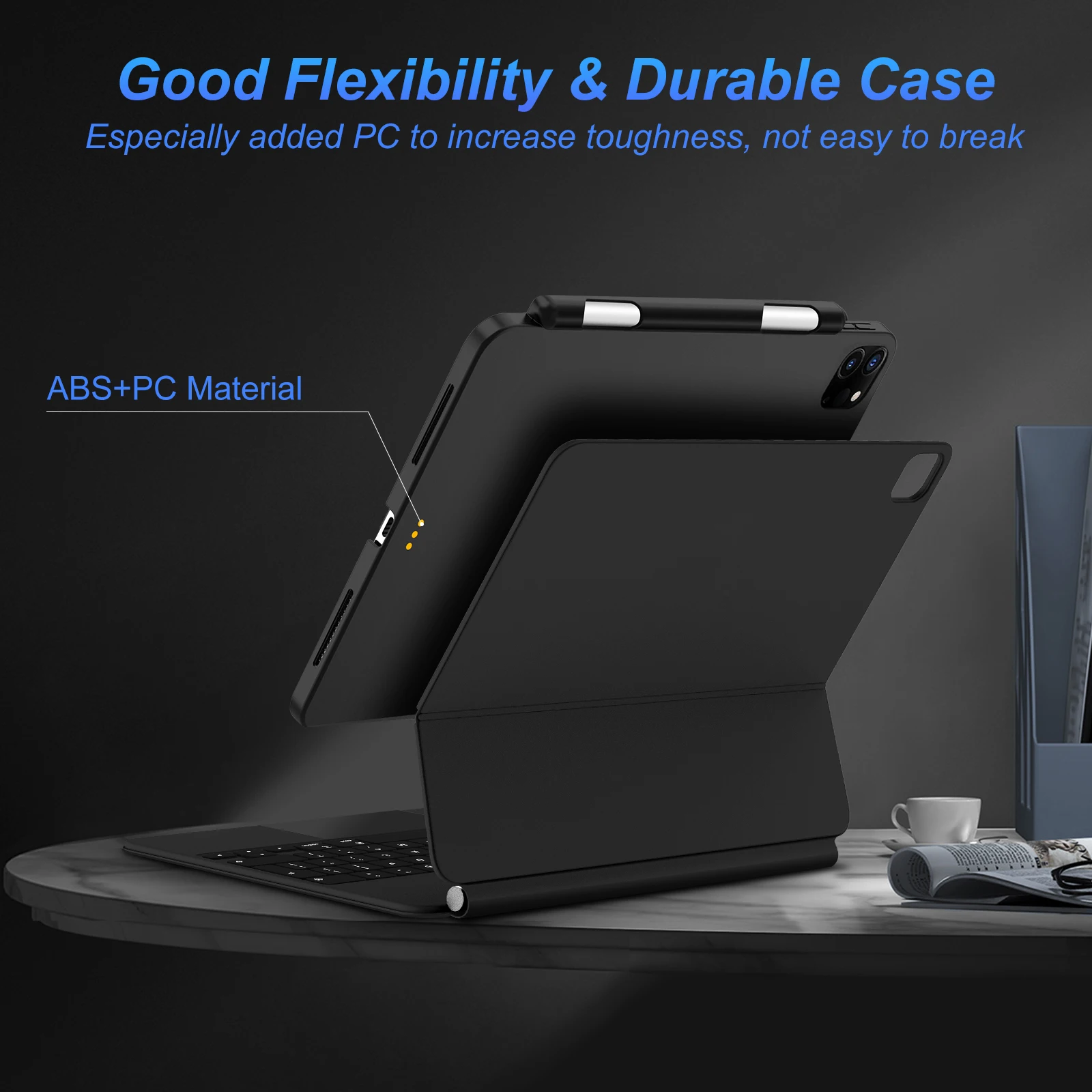 Magnetic Case for iPad Pro 11 13 2024 M4 Air 6 Air 4/5 iPad Pro 12.9 Magic Keyboard Compatible Case Pencil Holder - onlinemegasale.com