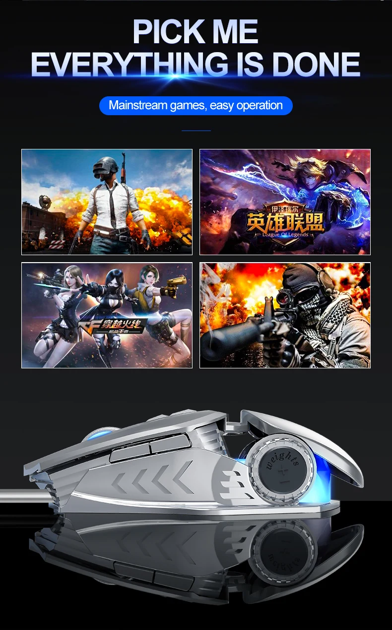 T-WOLF Mechanical Gaming Mouse Mechanical Esports Game Wired Backlit Mouse Laptop Suitable for Metal Rollers - onlinemegasale.com