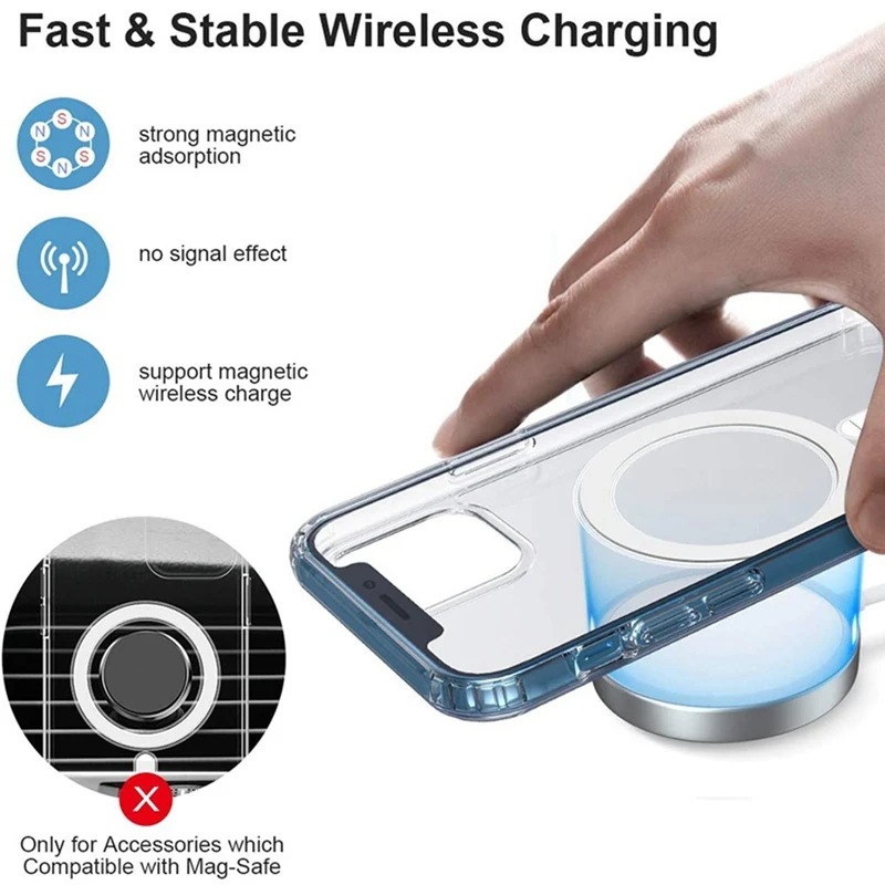 Clear Phone Case For iPhone 11 12 13 14 15 Pro Max For Magsafe Magnetic Wireless Charging Magsafe Case 7 8 XR XsMax Cover Case - onlinemegasale.com