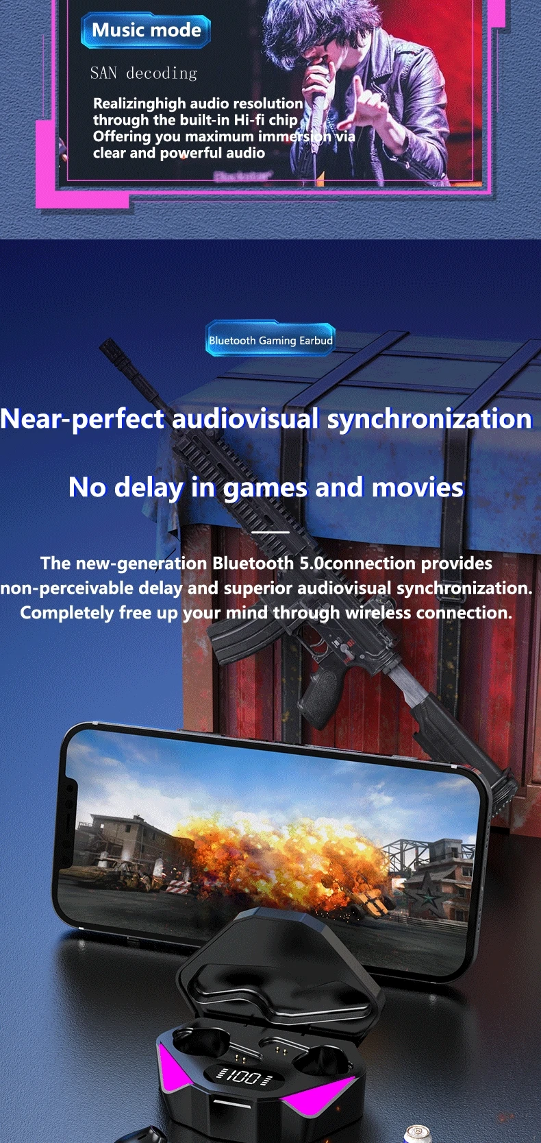 TWS Wireless Earphone Bluetooth Headphone 65ms Low Latency Earbud Esport Gaming Headset Gamer with Mic For Xiaomi iPhone - onlinemegasale.com
